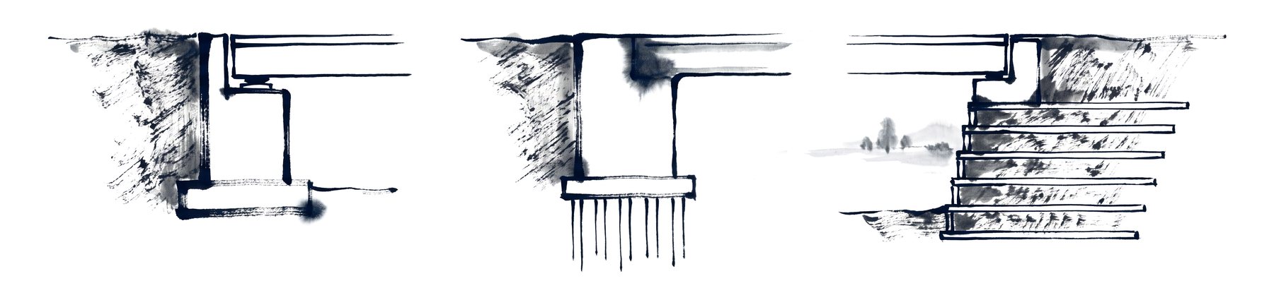 Three abutment types in section: seat-type with backwall and bearing, integral abutment on a single row of piles, stub abutment on a reinforced-earth wall