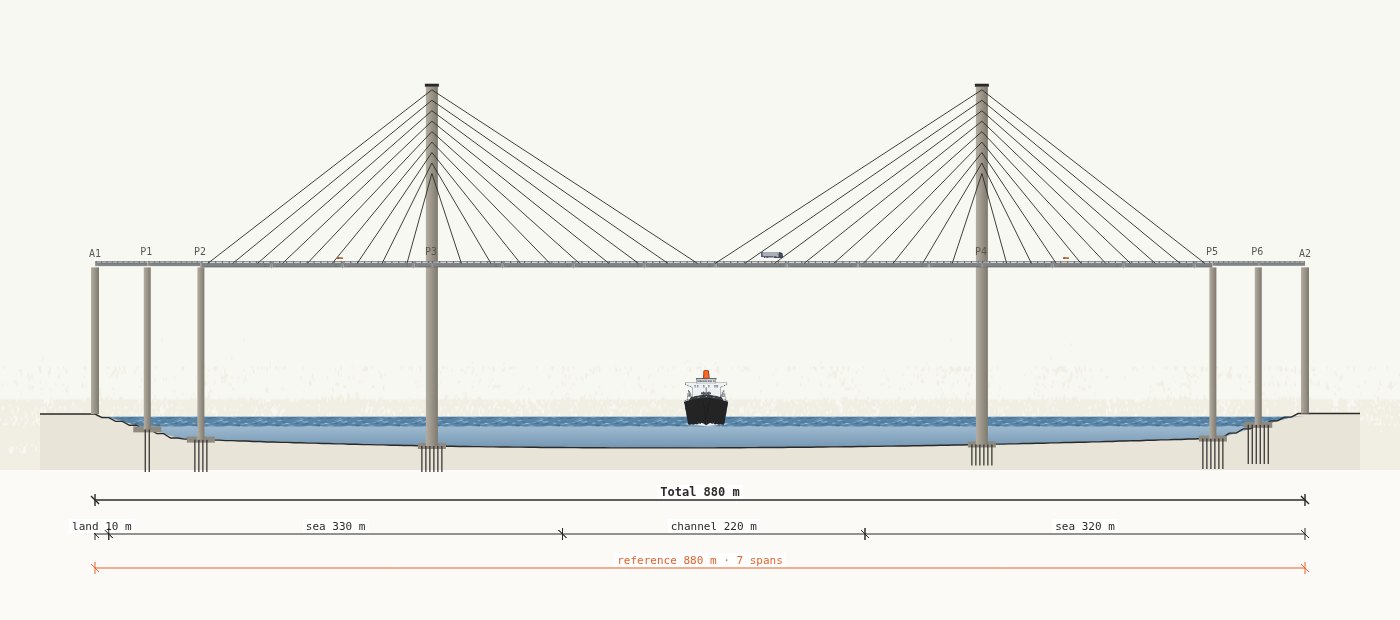 Bridge Master: a cable-stayed bridge designed in the game