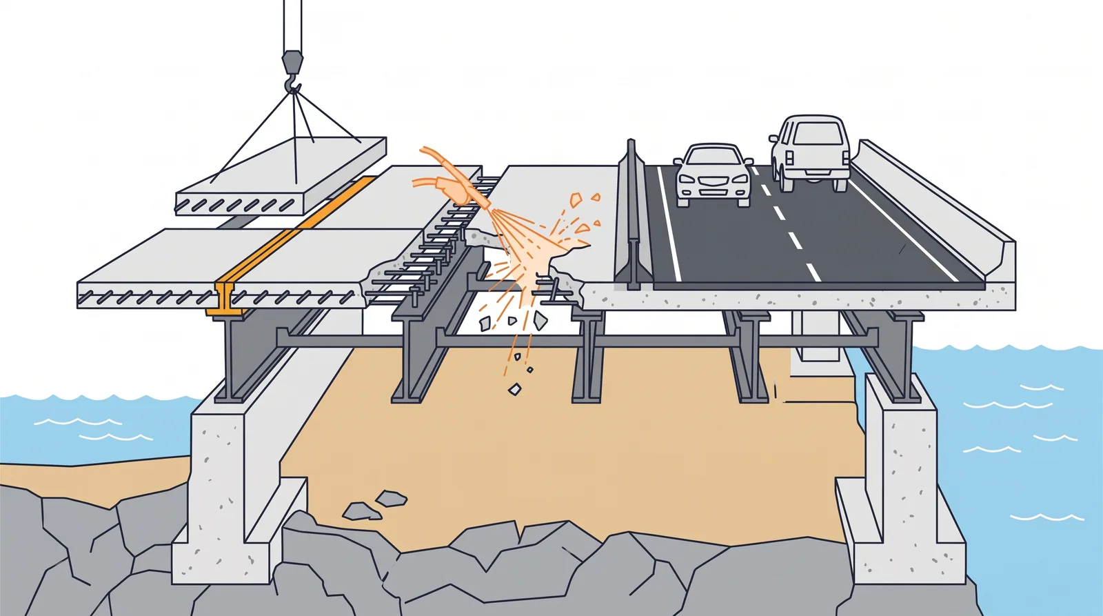 Deck replacement and widening — concept diagram