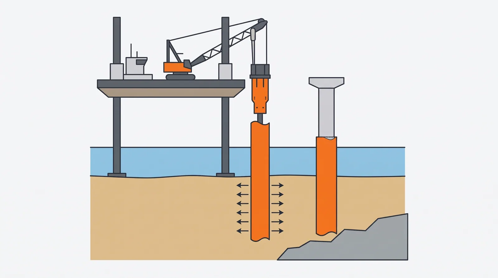 Large-diameter monopiles — concept diagram