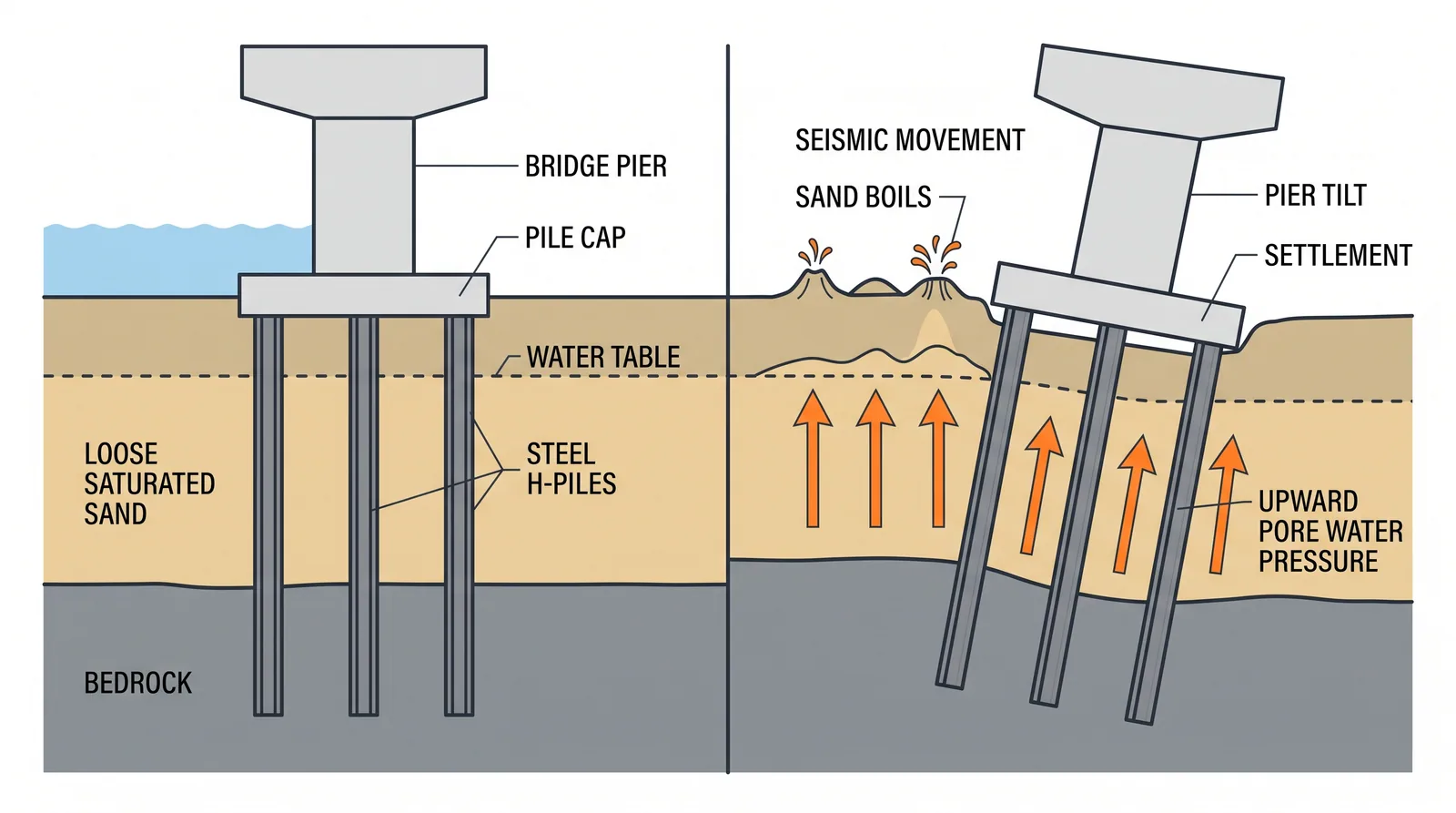 Liquefaction assessment — concept diagram