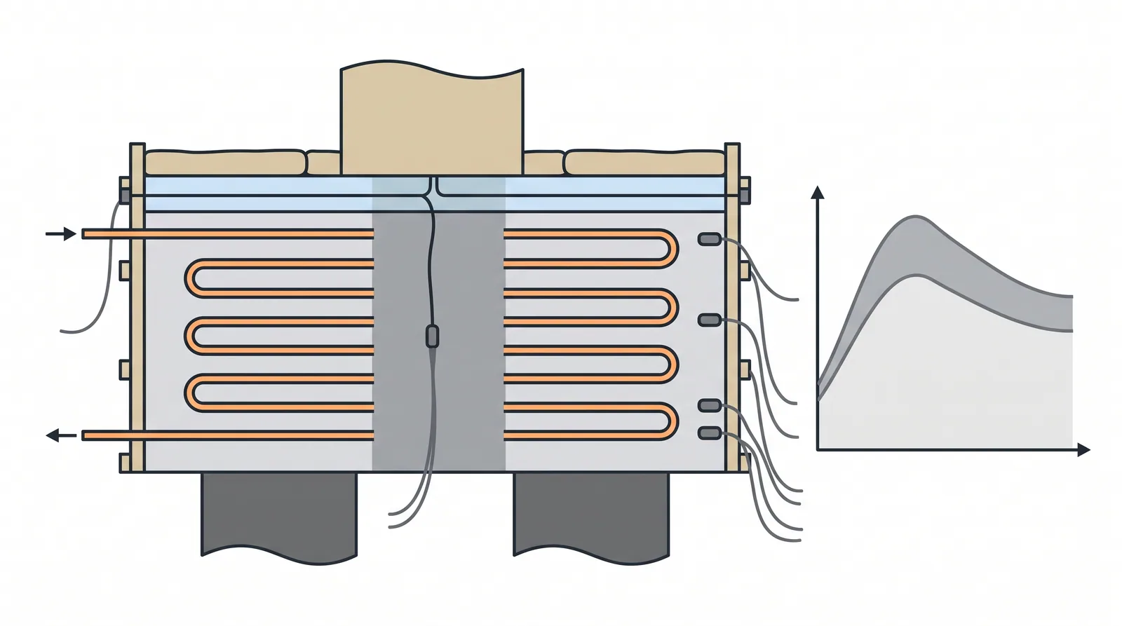 Mass concrete and thermal control — concept diagram
