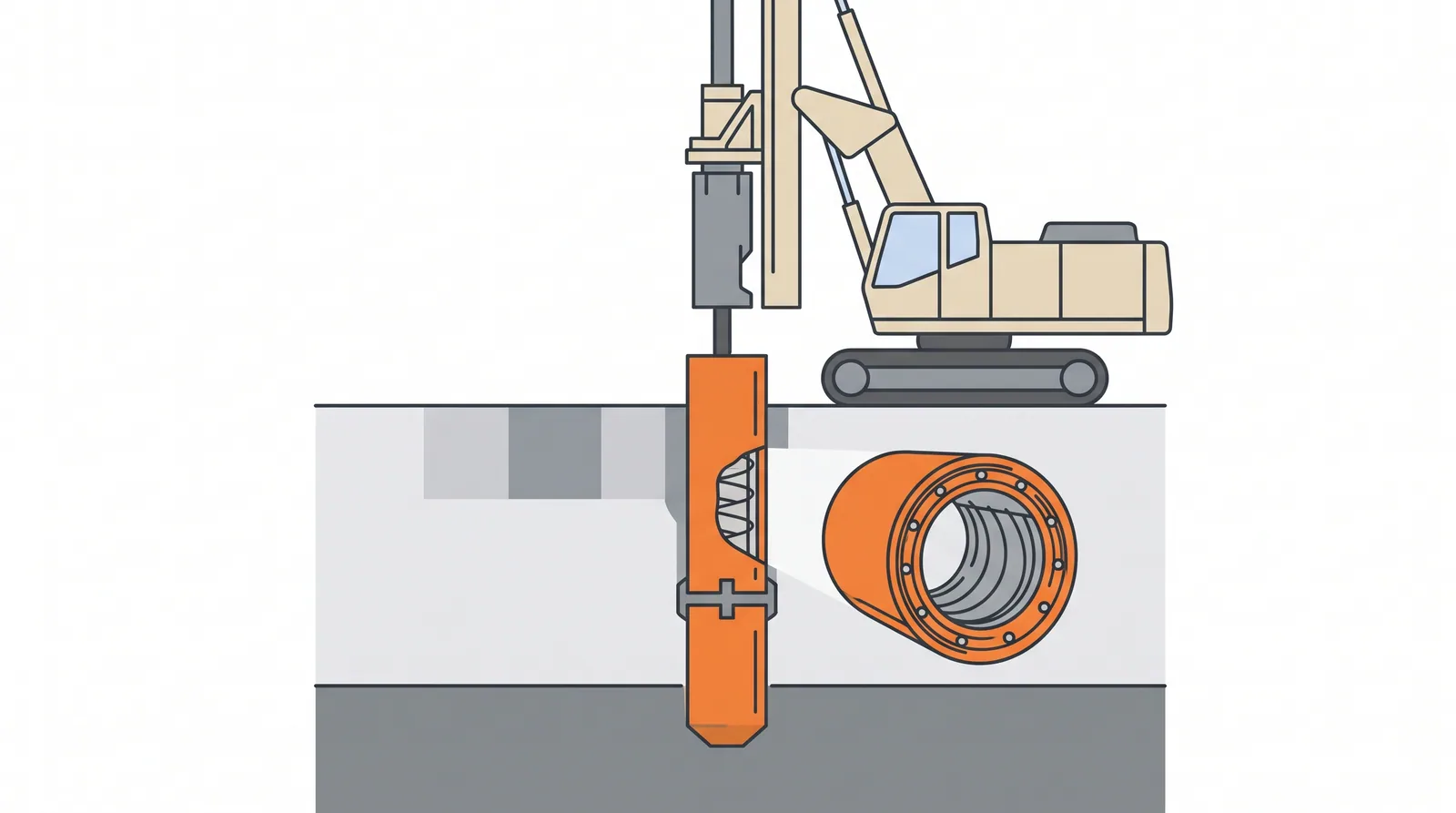 PHC spun concrete piles — concept diagram