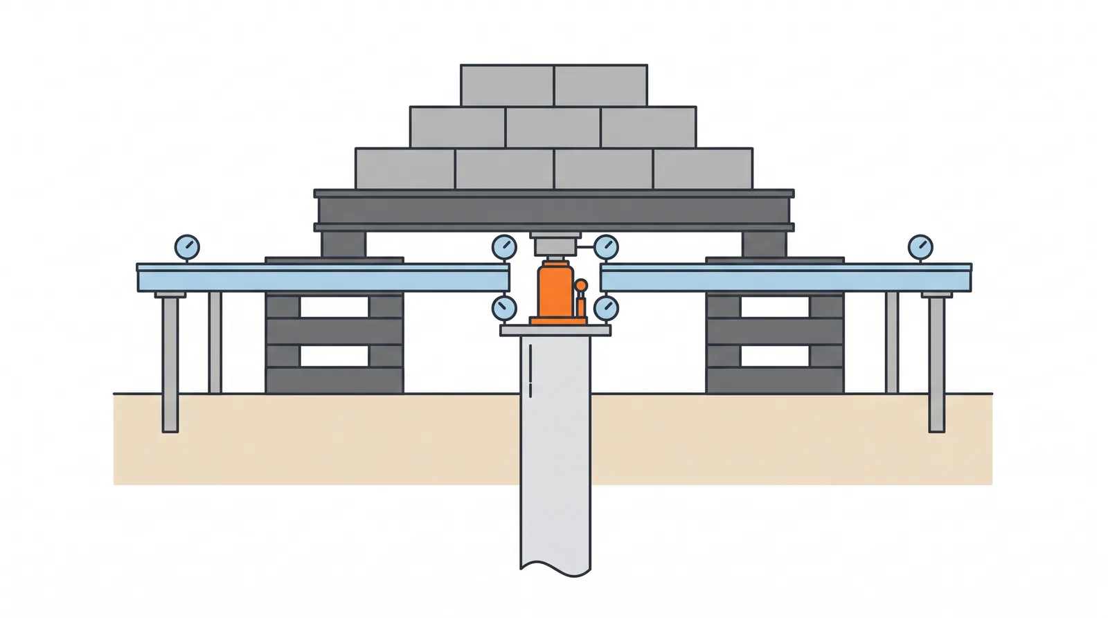 Static pile load test — concept diagram