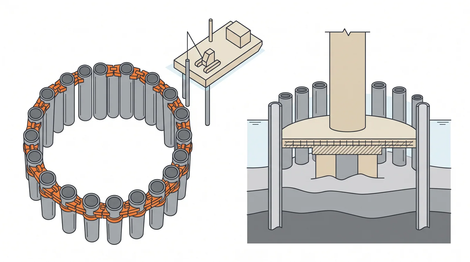 Steel pipe sheet pile (SPSP) well foundation — concept diagram