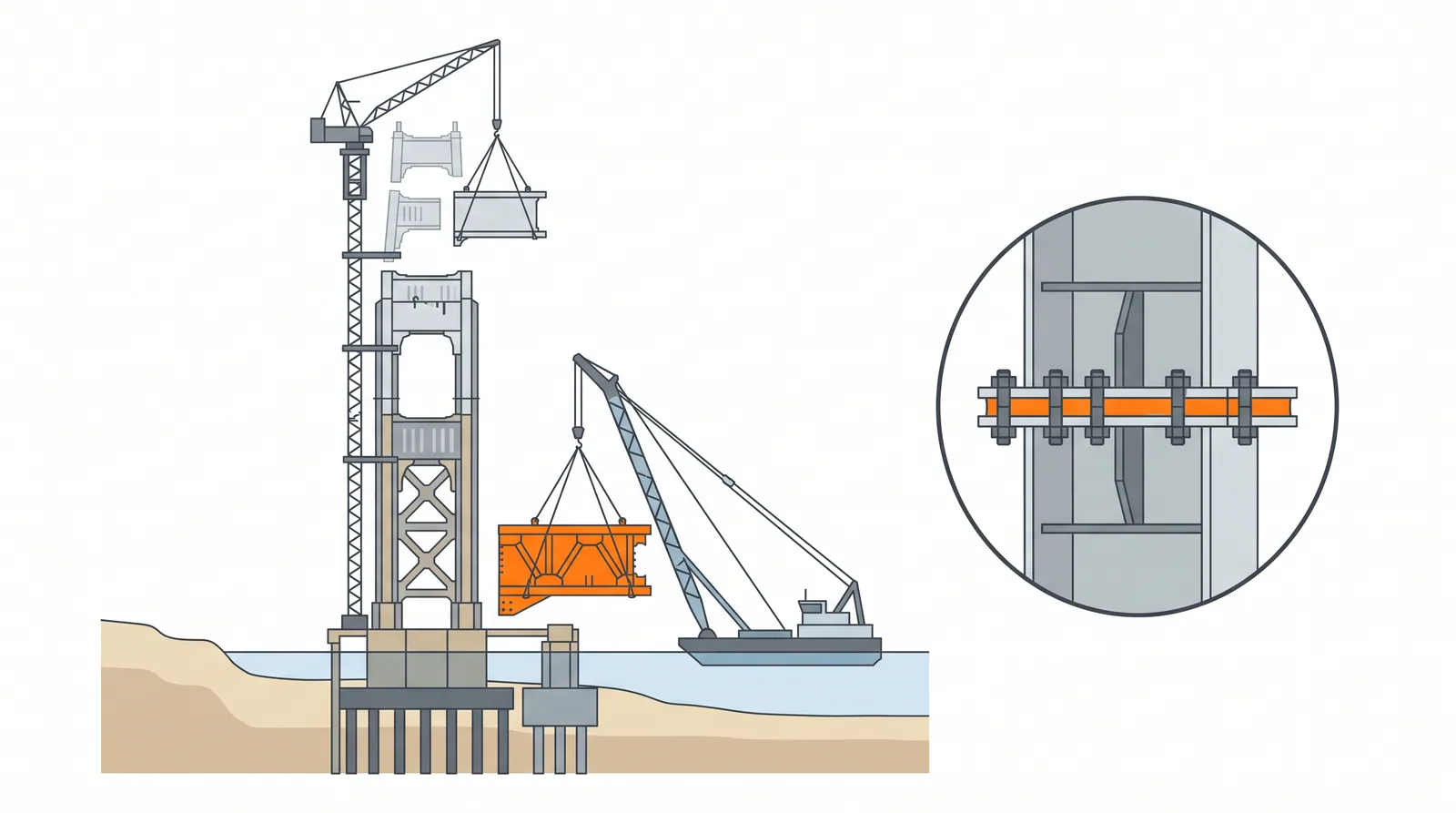 Steel and composite pylons — concept diagram