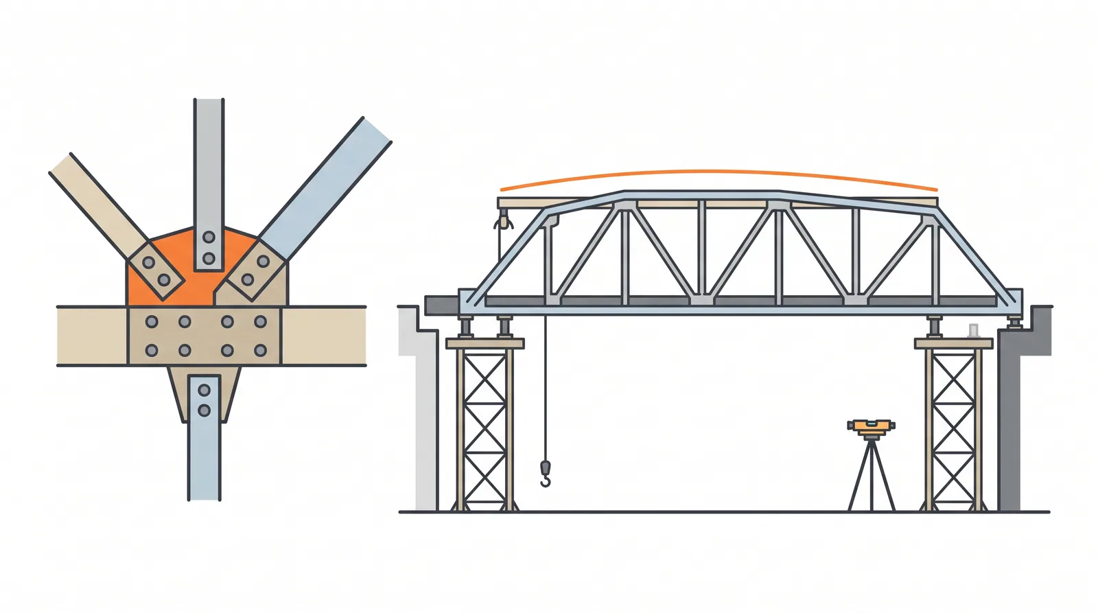Truss assembly and erection — concept diagram