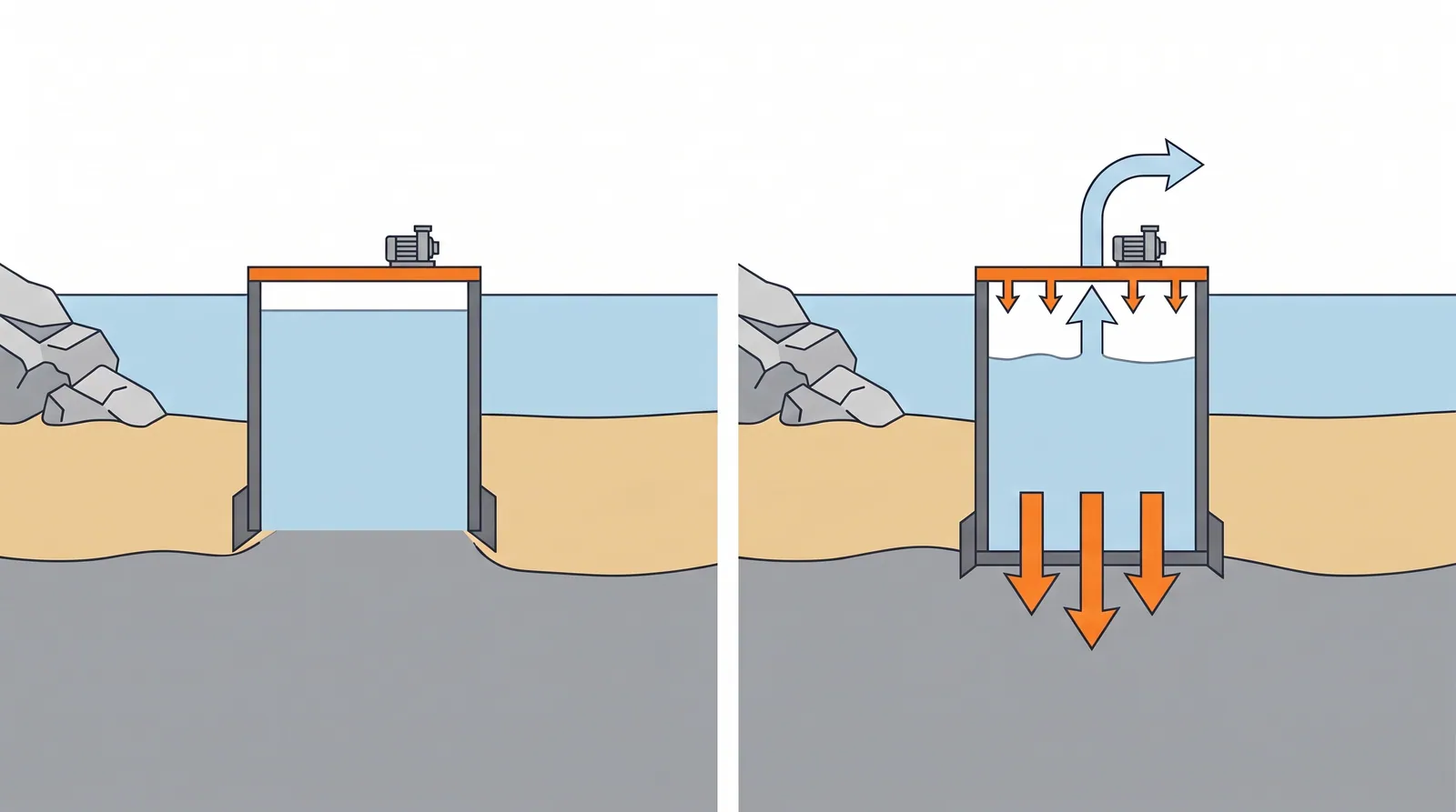Suction caissons — concept diagram